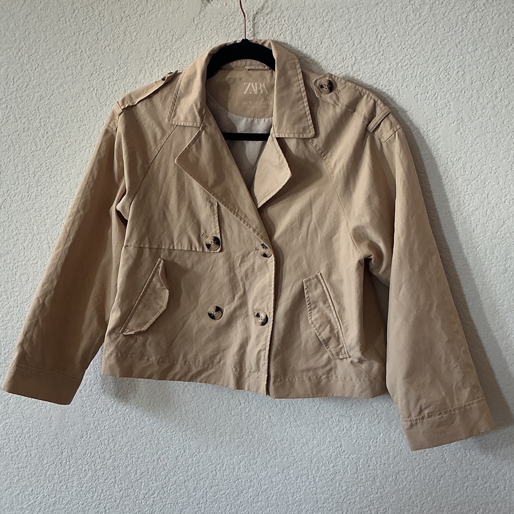 Girls Tan Trench Style Jacket Size 11-12